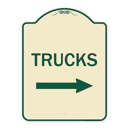 Signmission Trucks Trucks With Right Arrow Heavy-Gauge Aluminum Architectural Sign, 24" x 18", TG-1824-22780 A-DES-TG-1824-22780